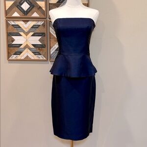 Vintage Ralph Lauren Collection Navy Strapless Peplum Top / Skirt Set size 2